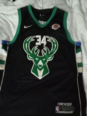 Nike Black and White 'Fear The Deer' NBA Jersey